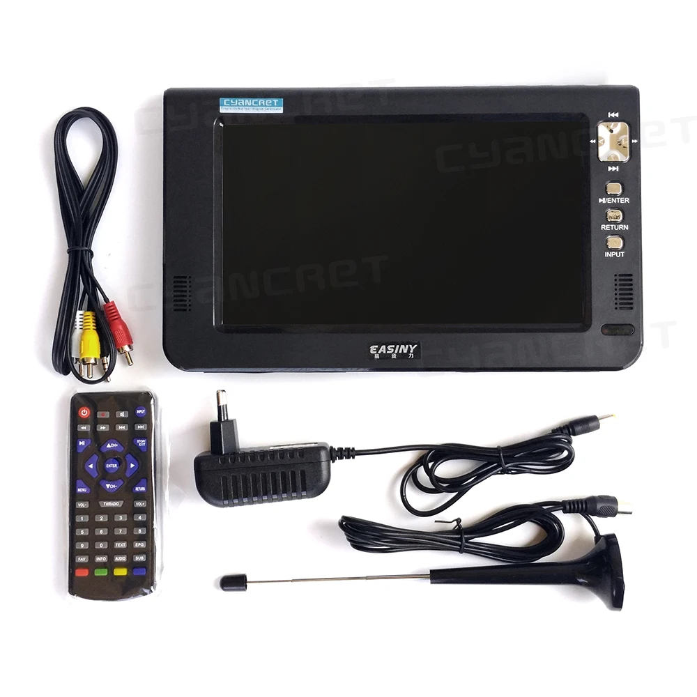 Портативный ТВ DVB-T2 tdt 9 дюймов телевизор цифровой и аналоговый мини маленький автомобильный тв NS-1001D для монитора Поддержка HDMI PVR H.265 AC3