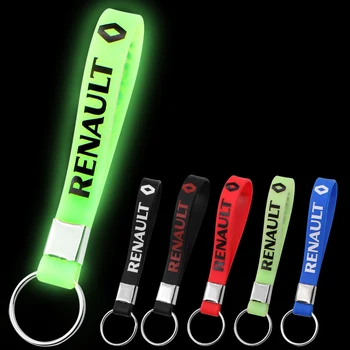 

1 pcs Excellent Luminous Silicone Emblem Badge Car Key Ring keychain for Renault Megane 2 3 Duster Logan Clio Laguna Car Styling