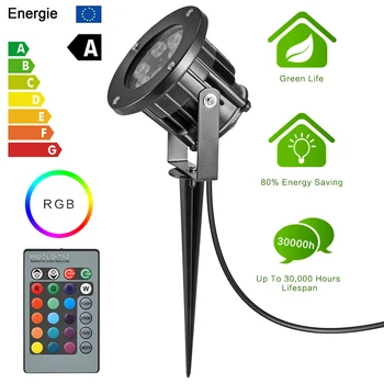 

12W LED Garden light spot outdoor lighting RGB lawn lampada Underwater lights with spike Waterproof IP65 85-265V US Plug
