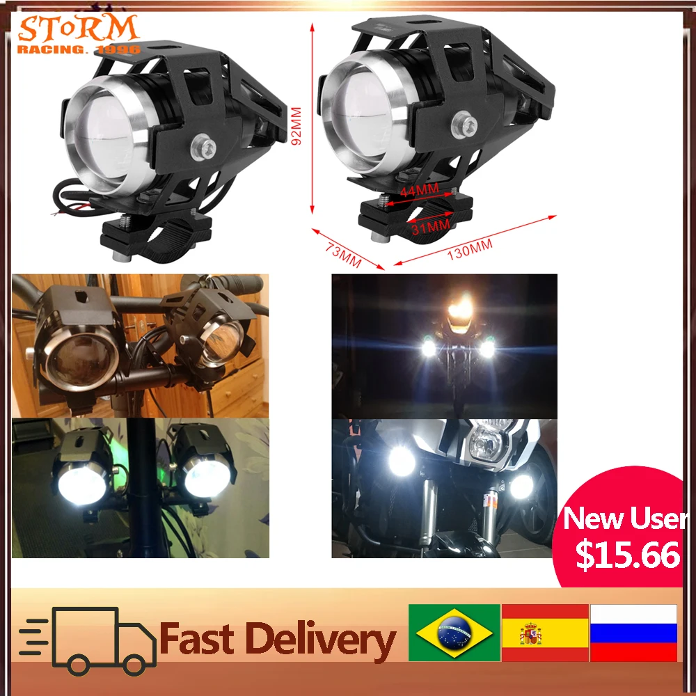 

2PCS Motorcycle 125w LED Unversial Auxiliary Lamp Headlight Laser Cannon Waterproof High Power Spot Light Accessories Range 200m