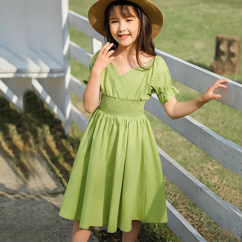 Girls green summer dress Clearance