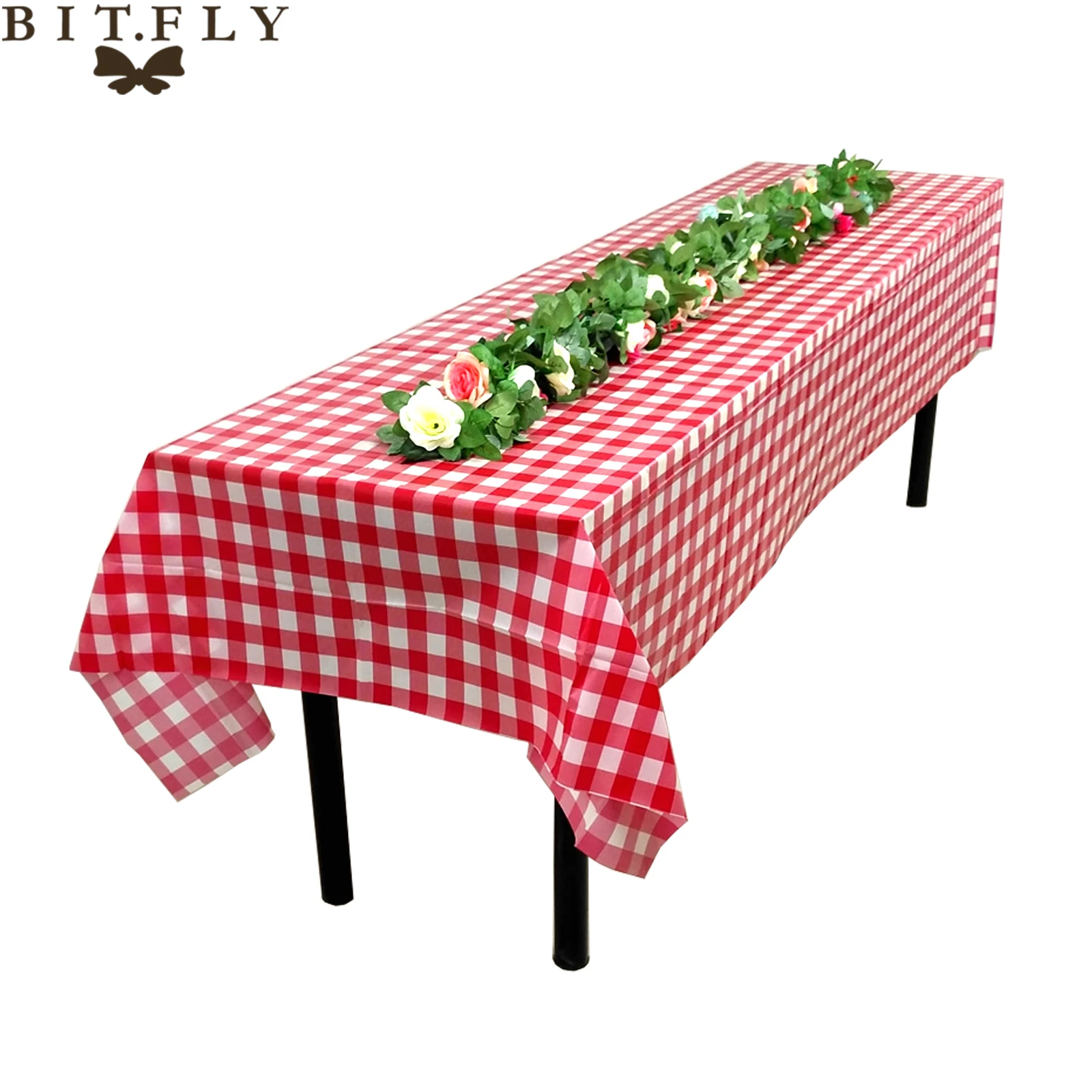 

Plastic Rectangle Lattice Tablecloth Plaid Table Cover Disposable Paper Plate Stripe Cup For Halloween Birthday Party Decoration