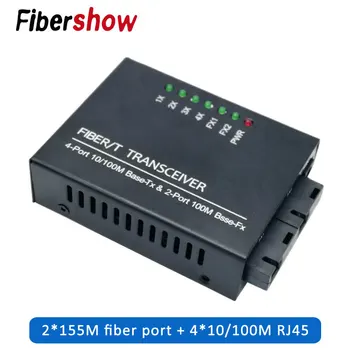 

Ethernet Fiber switch 4 RJ45 2 SC Optical Media Converter Single Mode fiber Port 10/100M