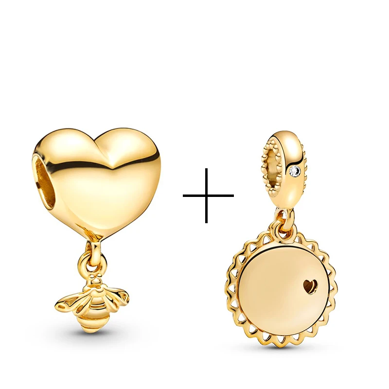 G020 2 шт./лот, подвеска с подвеской в виде сети Catching Love, браслеты Pandora, ожерелья для женщин, ювелирные изделия золотого цвета, 35 стилей - Цвет: G020