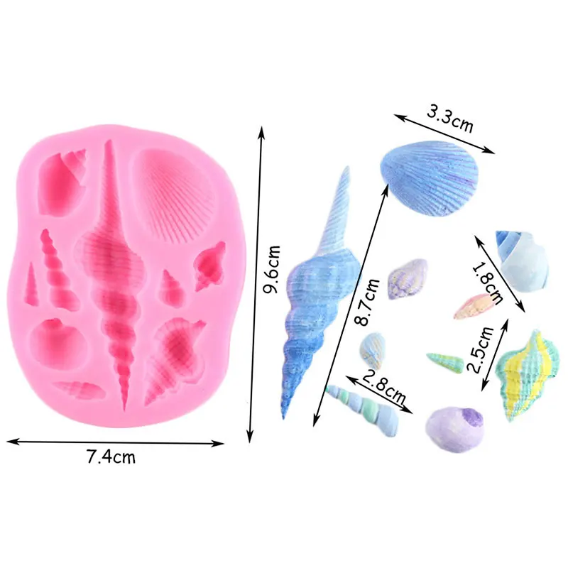 DIY Lovely Shell Starfish Conch Sea Silicone Mold Fish Mermaid Tail Fondant Cake Decorating Tools Candy Clay Chocolate Moulds