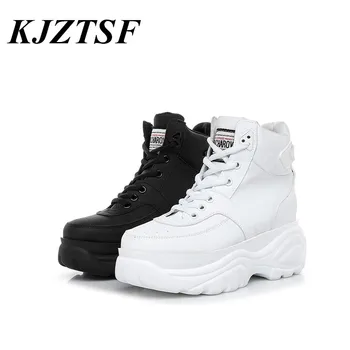 

Women's white sneakers ,KJZTSF leather Female Platform casual shoes , Chunky Vulcanize shoes ,Women Basket shoes zapatos mujer