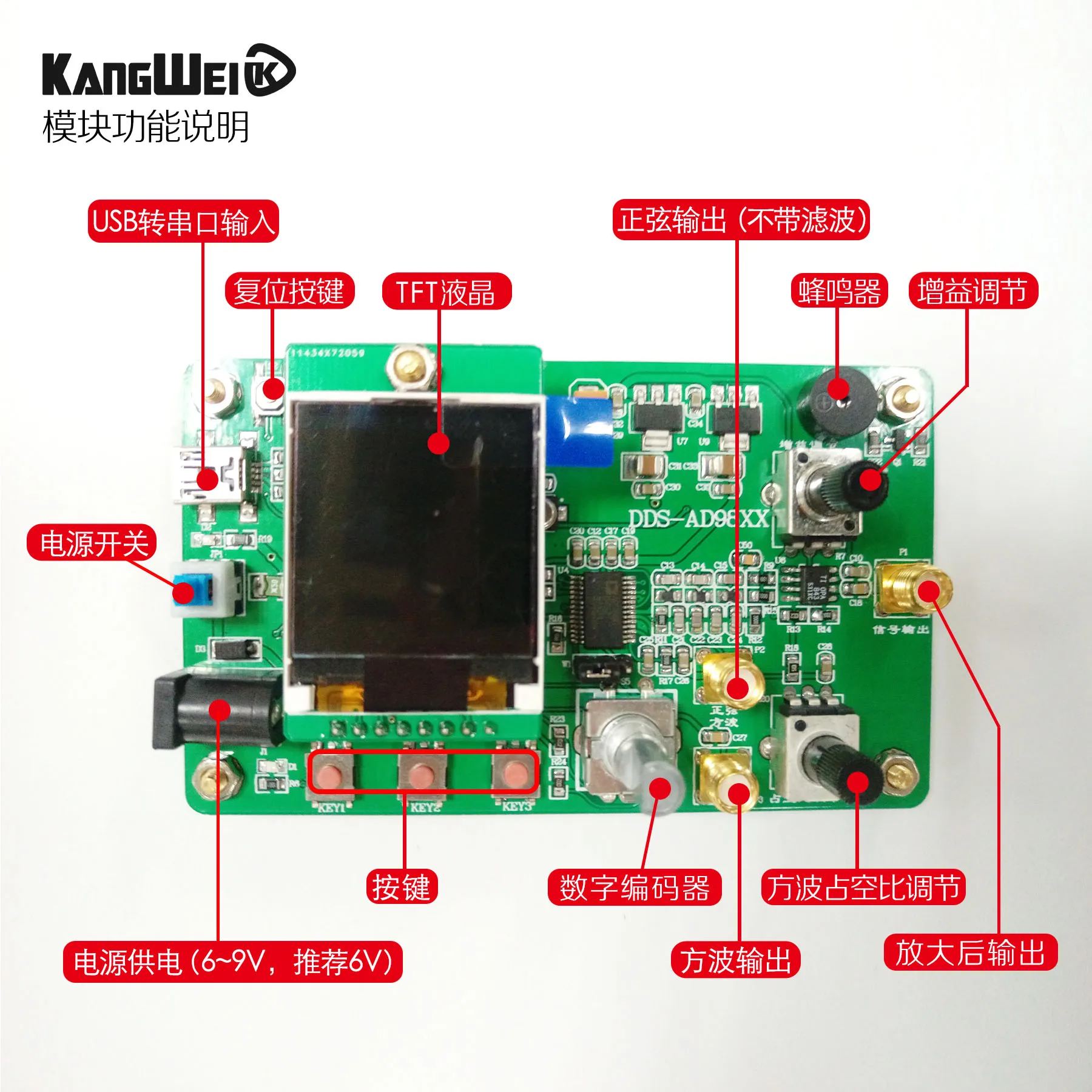 AD9851 высокая скорость DDS модуль Функция генератор сигналов Совместимость 9850 Частота развертки Функция