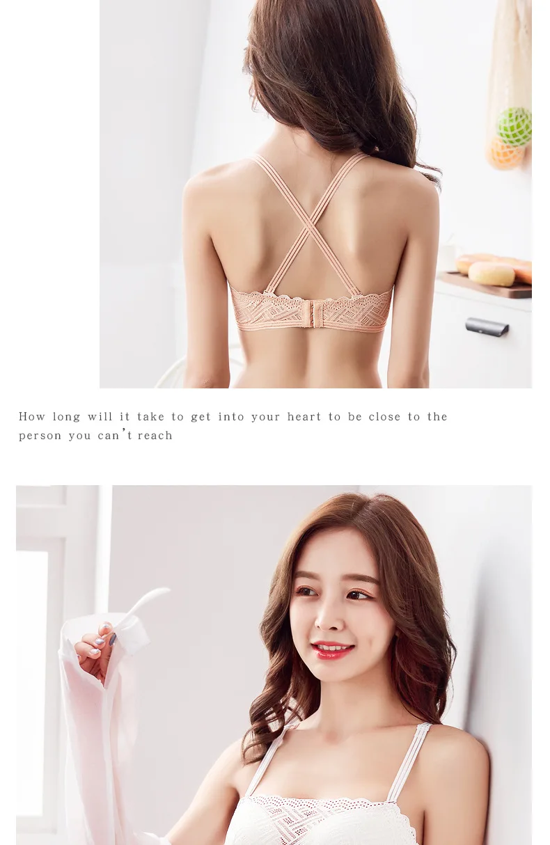 New Lace Beautiful Back Wire Free Bralette Thin Cup Push Sexy Up Bra Comfortable Breathable Hollow Women Underwear Bh Sujetador