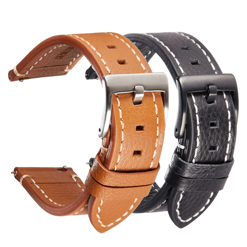 Ремешок кожаный для Fossil Gen 5 Carlyle HR Julianna браслет Sport 43 мм/Q Explorist 4 22 мм | Наручные часы