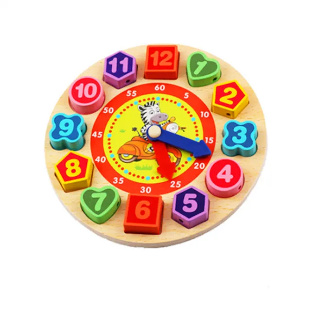 Wooden Toy Colorful 12 Numbers Clock Toy Digital Geometry Cognitive Matching Clock Toy Baby Kids Early Educational Toy Puzzles 2