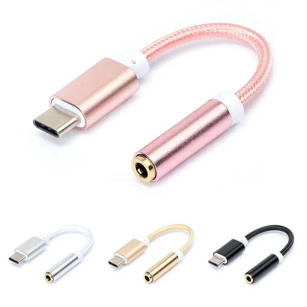 Type C 3,5 мм аудио разъем для наушников USB C до 3,5 мм AUX Наушники Плетеный Кабель-адаптер для huawei mate 20 P30 pro Xiaomi Mi 6 8 9