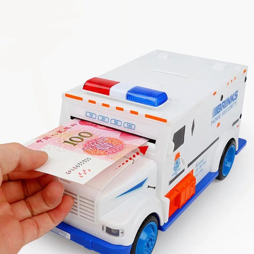 

Electric Car Toy Electronic Piggy Bank Kids Boys Money Safe Box Jar Coins Cashes Bills Password Key Code ATM Saver Toy