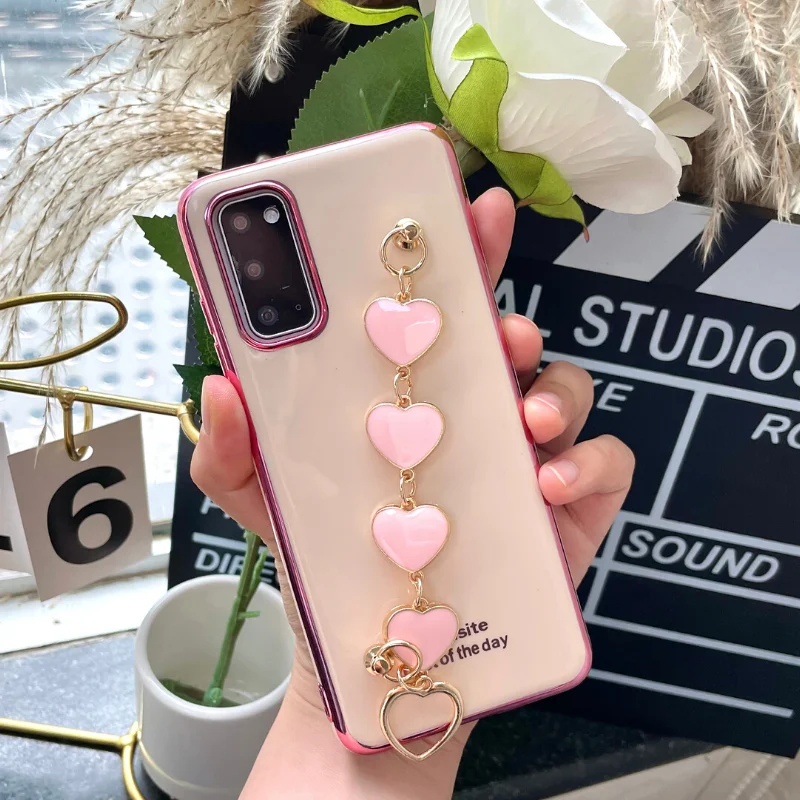 サムスンギャラクシーsウルトラs9プラスs10ライトa50a51用の金メッキハートブレスレット付きデラックスケース Aliexpress Cellphones Telecommunications