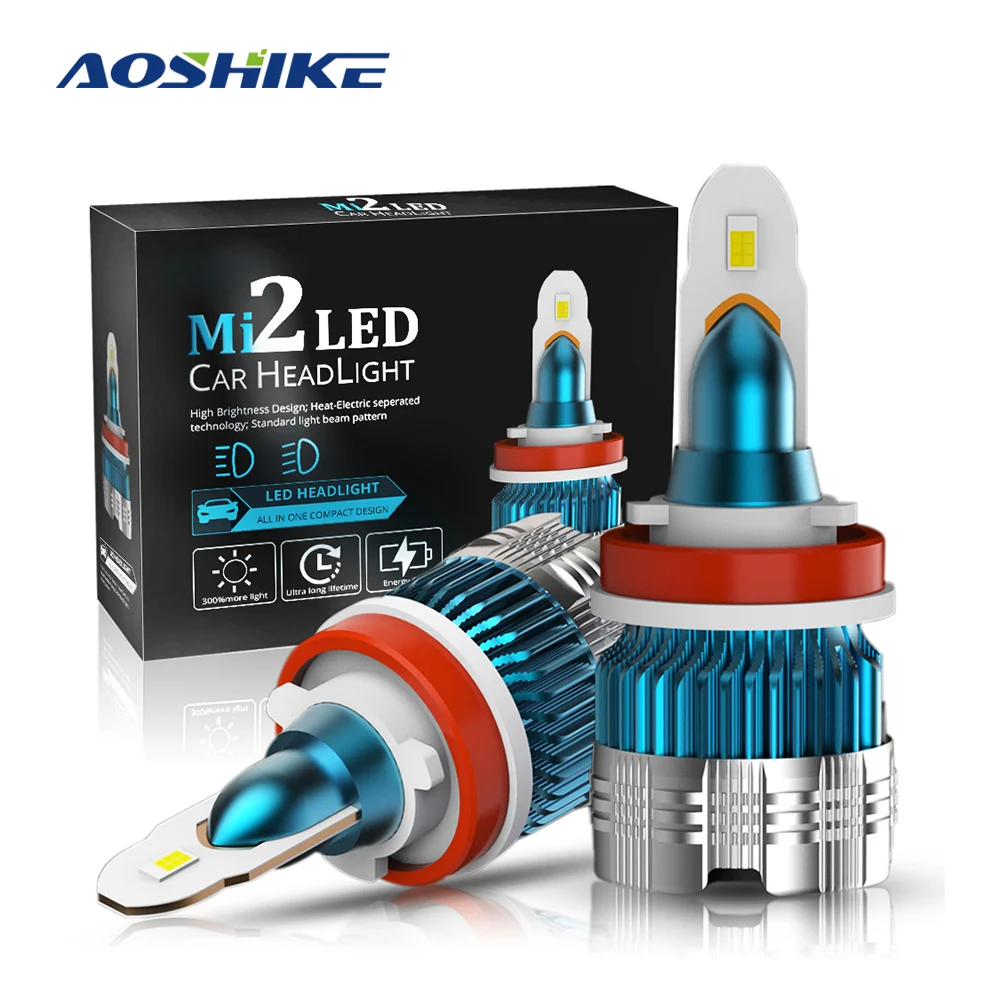 

AOSHIKE 2PCS NEW Model MI2 H1 H7 H11 H4 Universal COB Car LED Headlight Bulbs Car Headlamp 22W 3000LM Auto Light DC 12V 24V