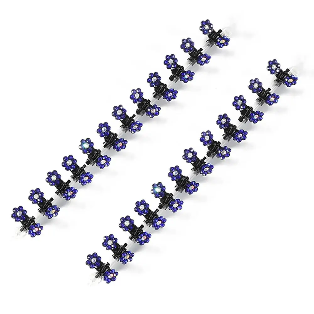 Royal Blue 12 шт. Цветочные Шпильки зажимы мини кристалл горный хрусталь Когти для волос Краб для детей заколки для девочек заколки для волос аксессуары для волос повязка на голову - Цвет: Royal Blue