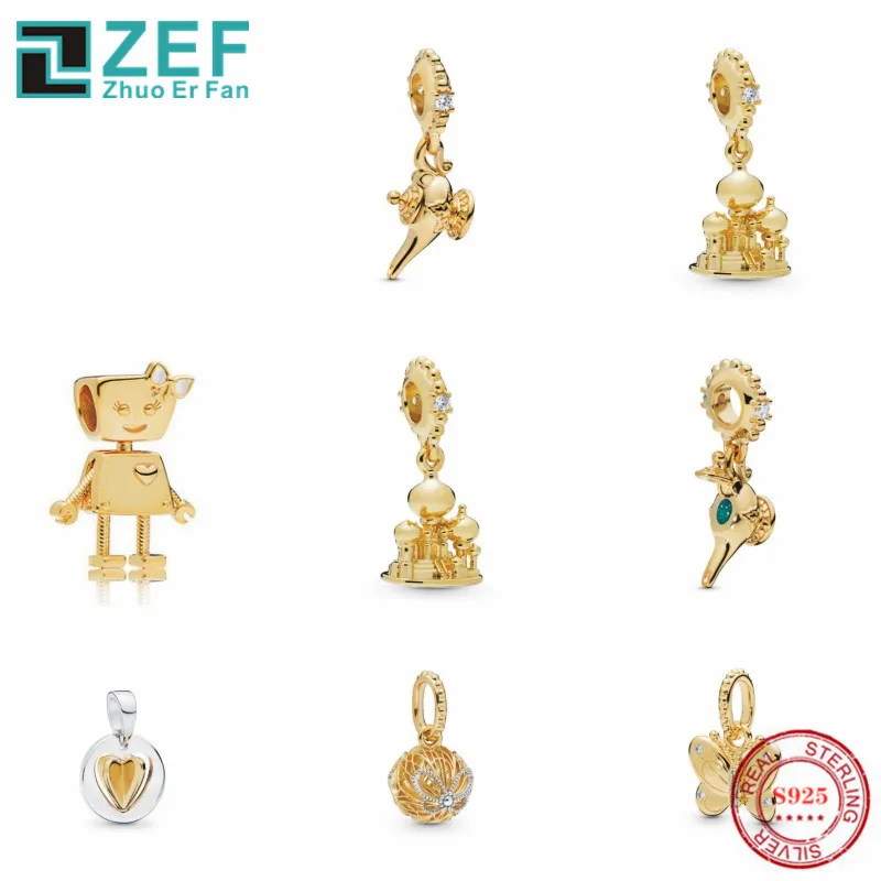 

PAN 925 Sterling Silver Stud Beads.gold butterfly Charming Original Shine Naughty Beads for Bracelet Women's Jewelry