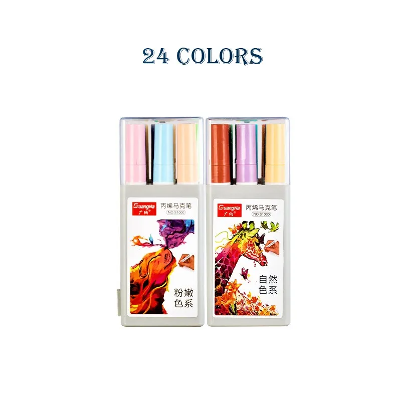 GN 24 Colors Set 24 48 Цвета/набор металлических Цвет акриловый маркер с перманентной краской ручка для Керамика стекло ROCK фарфоровая кружка дерево Ткань Холст Краски Инж - Цвет: GN 24 Colors Set
