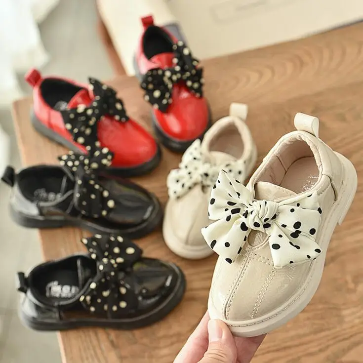 

princess New Big bow girl shoes children's dance school shoes girls leather sneakers kids moccasins