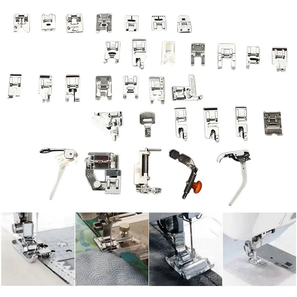 Аксессуары для прижимных ножек, набор прижимных ножек, швейная машина, 32 шт., Тойота, домашняя металлическая прижимная лапка, Janome, полезная певица