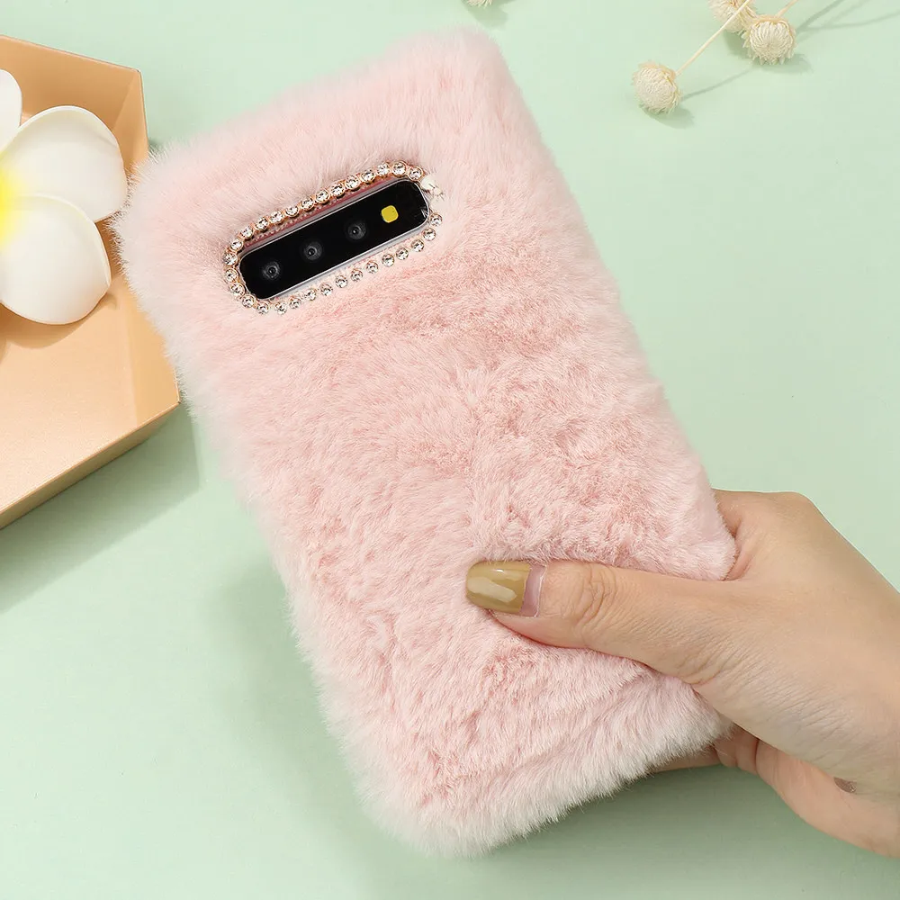 Pepmune Luxury Flip Fluffy Fur Case For Samsung S10 Plus Note 10 5G Note9 Glitter Wallet Leather Cover For Galaxy S8 S9 S7 edge