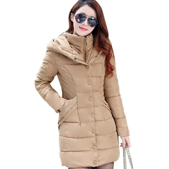 

Slim Women Coat Soft Comfortable With Pockets Solid Hooded Casual Winter Windproof Long Sleeve Adult Warm Thickened