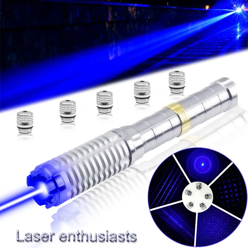 CWLASER реальная мощность 5000 МВт 7000 военная лазерная указка с синим горением 445 нм