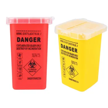 

1Pcs Tattoo Medical Plastic Sharps Container Biohazard Needle Disposal 1L Waste Box Red Yellow For Tattooing Accessories