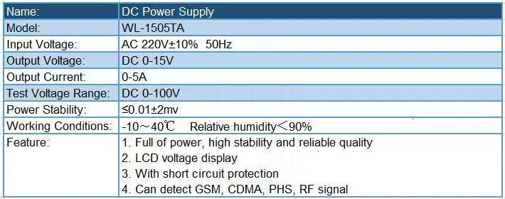 WYLIE 1505TA 220V Регулируемый Тип зонда DC источник питания 15V 5A мобильный телефон ремонт питания цифровой дисплей двойная головка указка