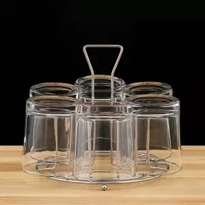 Стеклянная чашка 6 стеклянная чашка для молока чашка для питья Толстая термостойкая чашка для пояса Набор чашек для воды Набор чашек держатель стеклянных чашек для виски - Цвет: 6 piece set