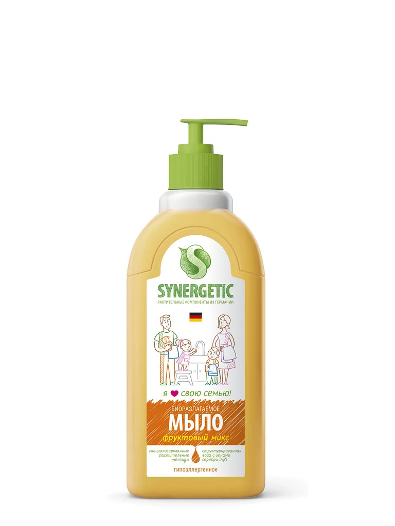 Synergetic Мыло жидкое,ФРУКТОВЫЙ МИКС, дозатор, 500 мл