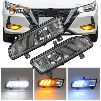 

OKEEN 2pc Car LED Daytime Running Light for Nissan Sentra Sylphy 2019 2020 DRL White Day Light Yellow Turn Signal Light Fog Lamp