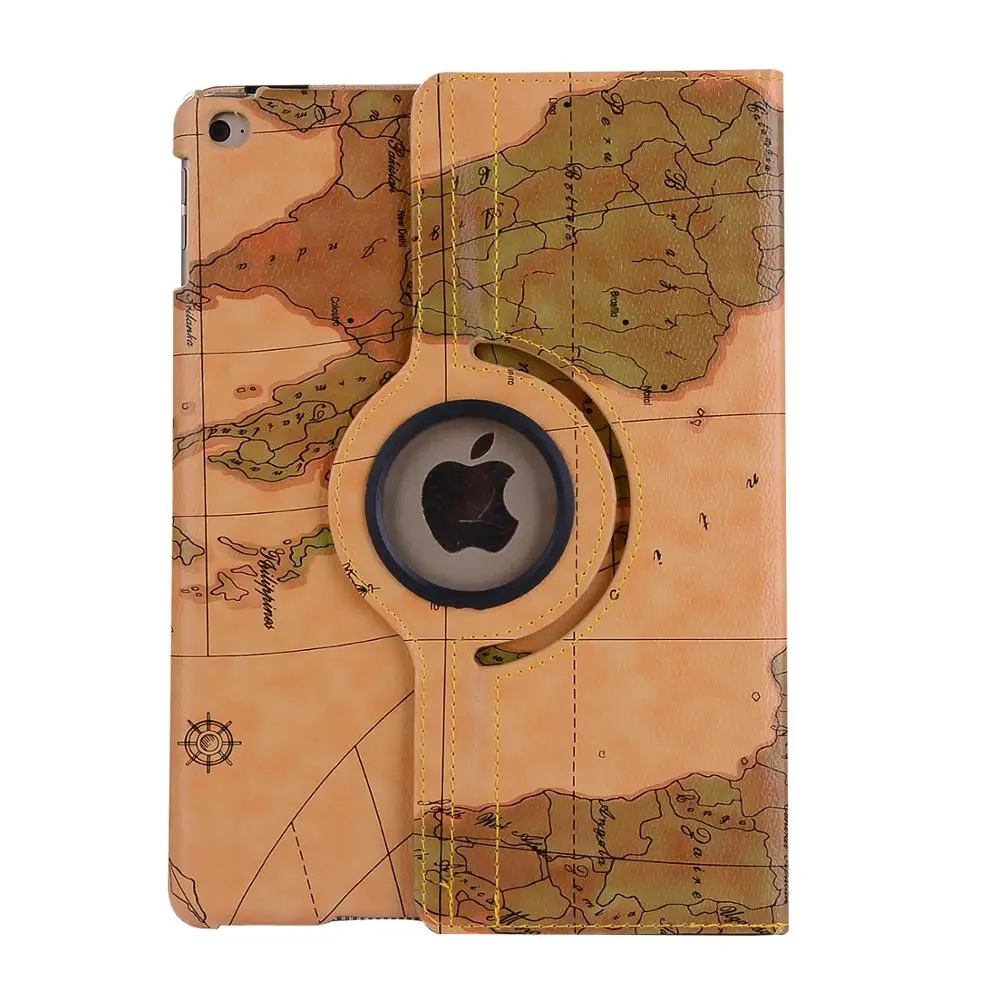 360 градусов вращающийся кожаный смарт-чехол с рисунком карты для iPad 7-го поколения, чехол для Apple iPad 10,2 A2197 A2198 A2232 Funda