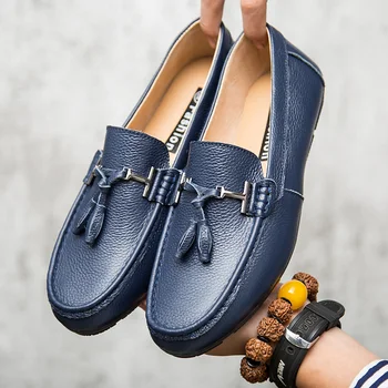 

The First Layer Of Leather Casual Leather Men's Shoes Tassels New Tide Shoes Soft Leather Peas Shoes Men's Spring Driving Shoes