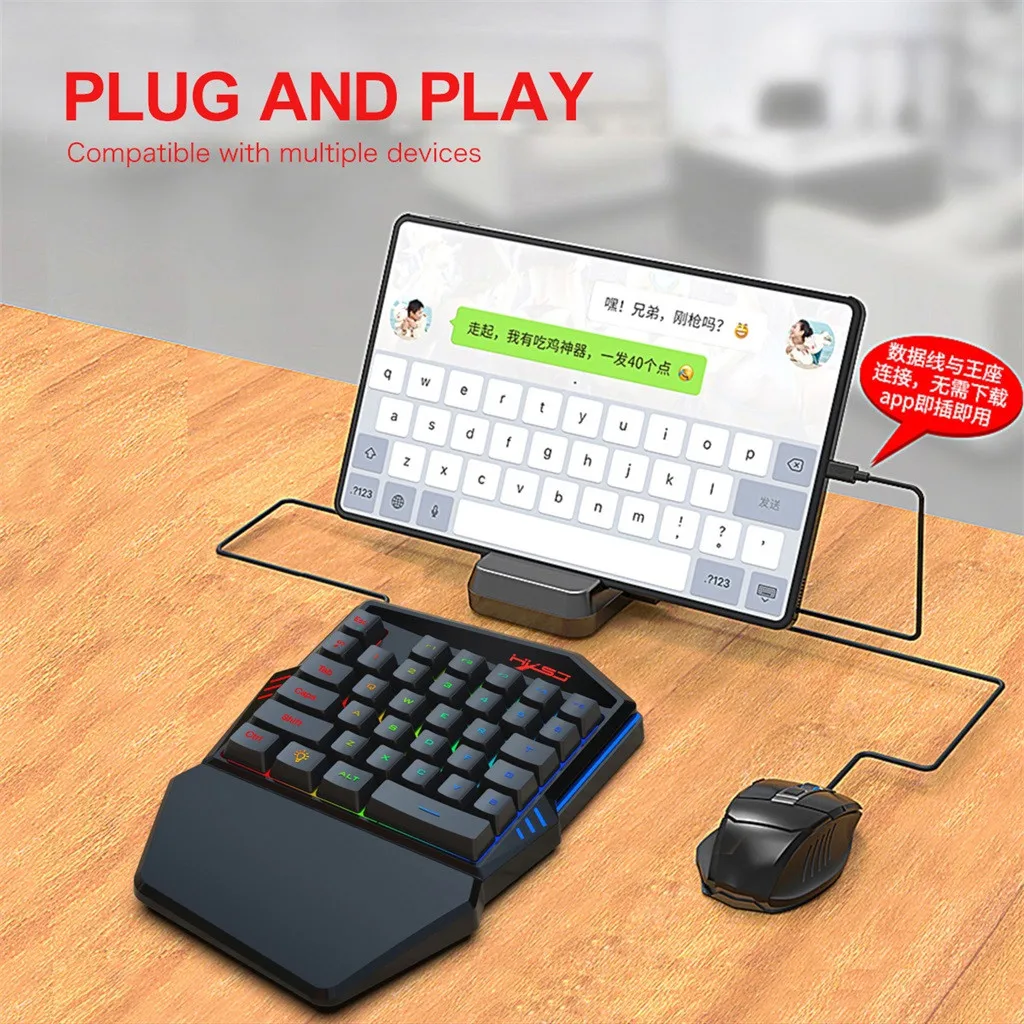 HXSJ J100+ A866 игровая клавиатура мышь комплект 35 клавиш мини USB Проводная клавиатура с одной рукой+ мышь подарок тип-c мышь ПК геймер компьютер