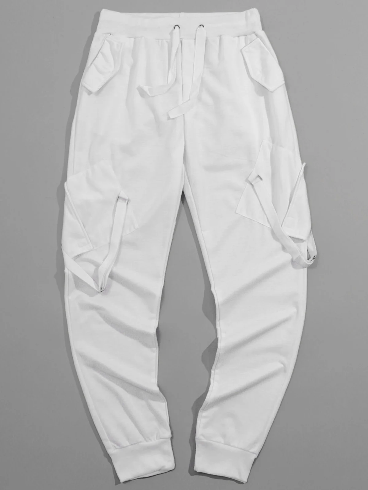 ZAFUL Ribbon Pockets Long Drawstring Sport Jogger Pants Flat Mid Elastic Waist Long Pants Casual Beam Feet Trousers Autumn