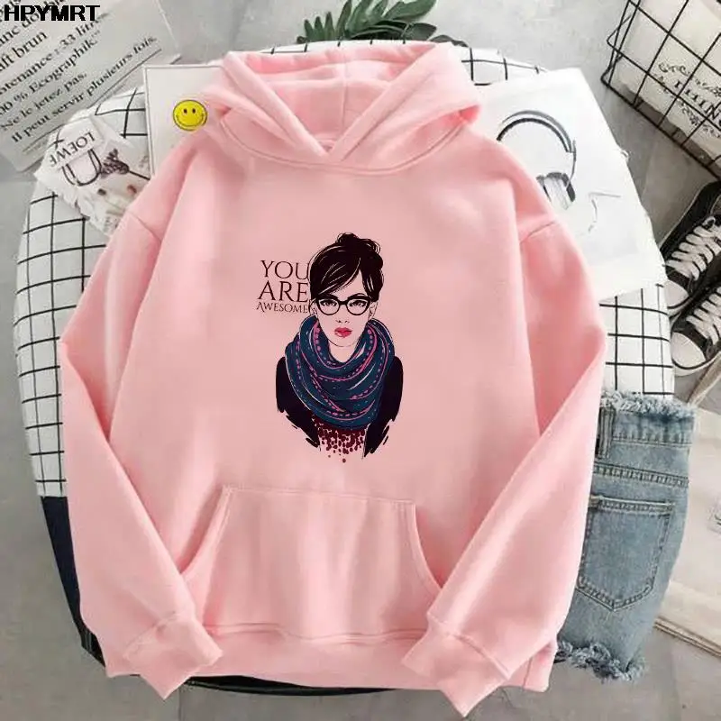 Однотонная Толстовка большого размера в Корейском стиле с карманами для женщин и