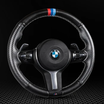 

for BMW 1 2 3 4 X2 Car Steering Wheel Braid Cover Needles And Thread Artificial Leather Car Covers Suite Auto Accessories