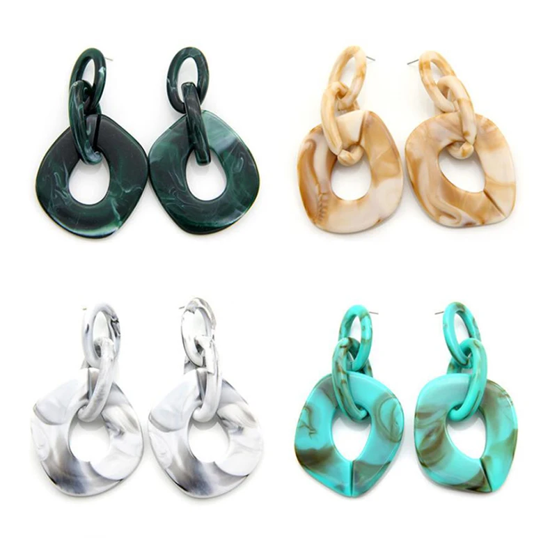 1 Pair Exaggerated Acrylic Geometric Drop Earrings Vintage Big Resin Dangle Earrings Bohemian Jewelry Brincos For Women