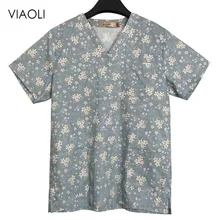 Унисекс медицинские скрабы для стоматолога, униформа медсестры для кормления, топы с принтом, хлопок, больница, аптека, доктора, рабочая одежда