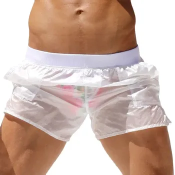 ALSOTO-pantalones cortos informales para Hombre, Bermudas transparentes, Sexy