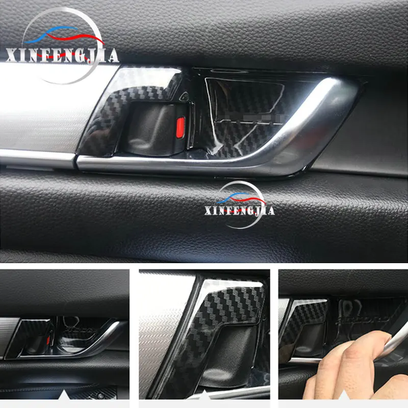 Для Honda Accord 18-19 4pc углеродное волокно Цвет внутренняя ручка двери чаша крышка отделка