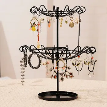 

Umbrella Shape Double Layer Rotatable Jewelry Holder Earrings Ear Studs Display Stand Bracelet Necklace Watch Organizer Rack