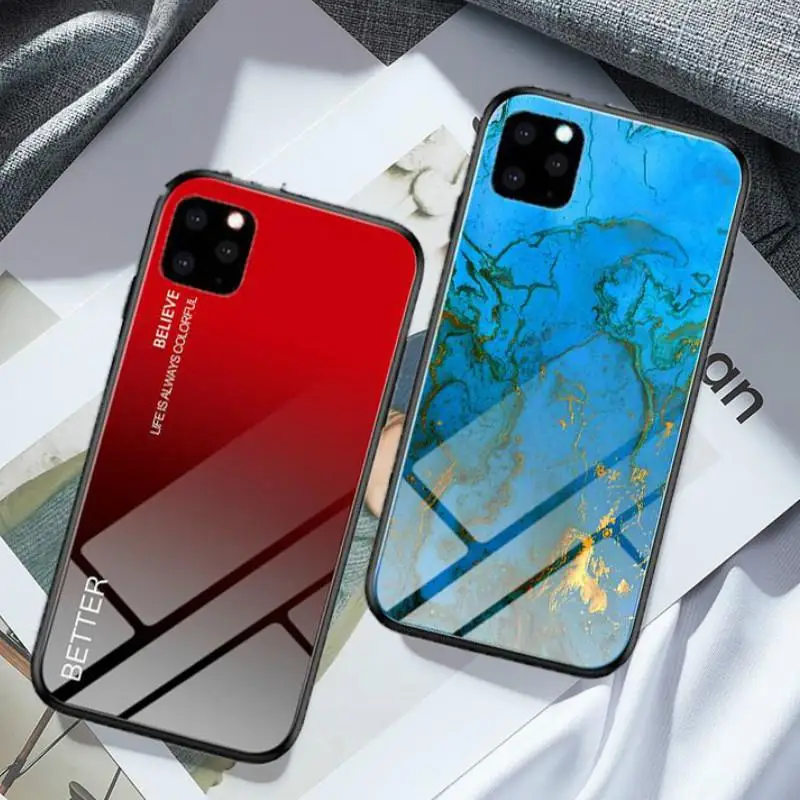 

Luxury Tempered Glass Case for iPhone 7 8 6 6S Plus 5.8 6.1 6.5 2019 Slim Marble Case Soft TPU Cover For iPhone X XR XS Max Capa
