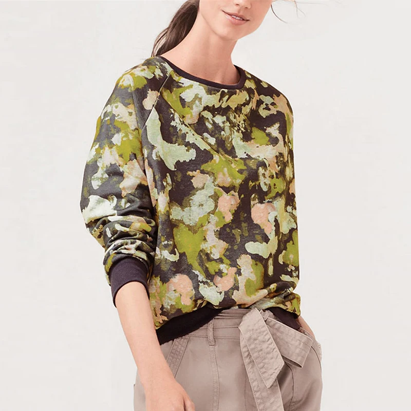 Женские повседневные свободные толстовки с принтом топы картинками осенний