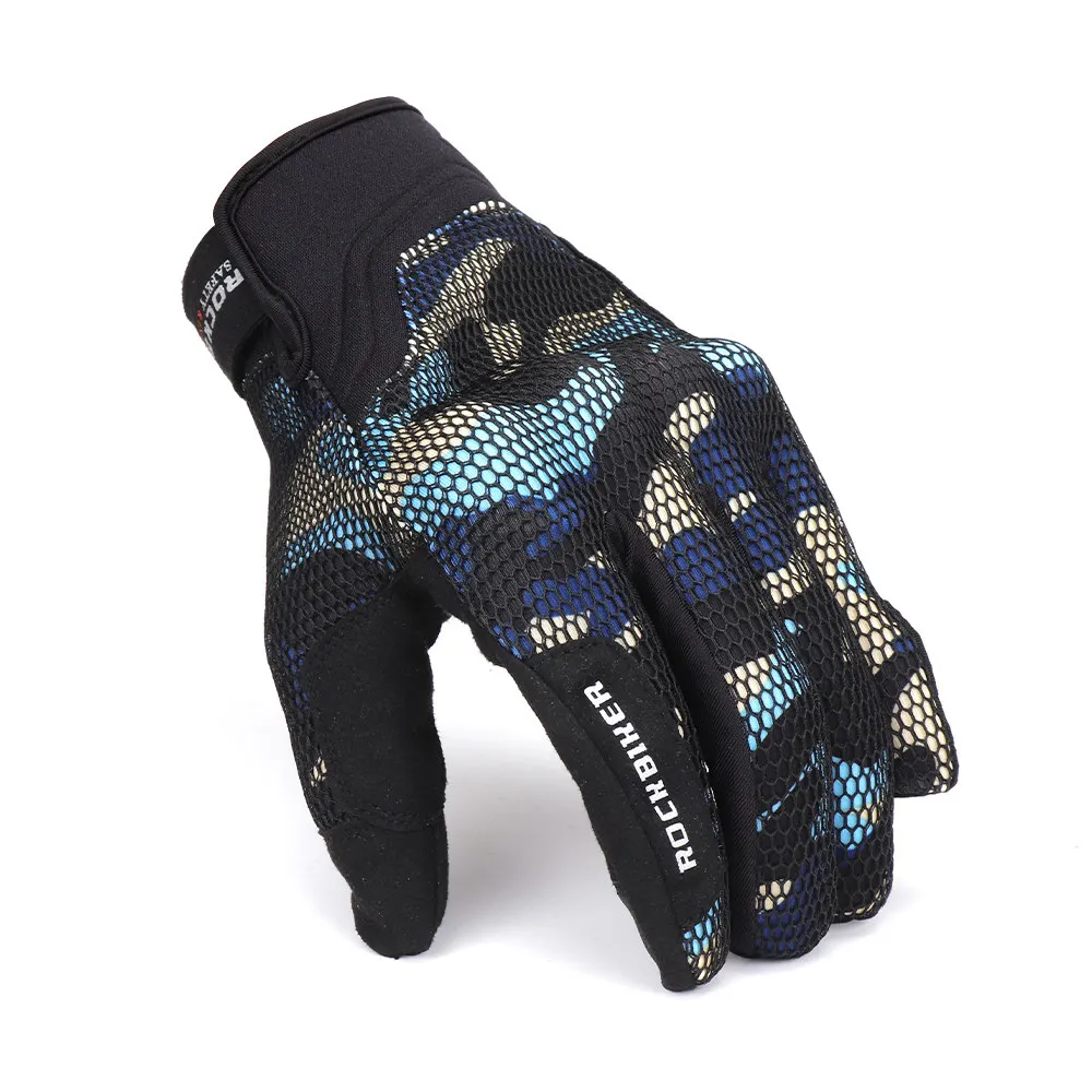 Protective Motorcycle Gloves Breathable Motocross Luvas Cycling ATV Rider Glove Guantes Motos Sports - Цвет: Blue