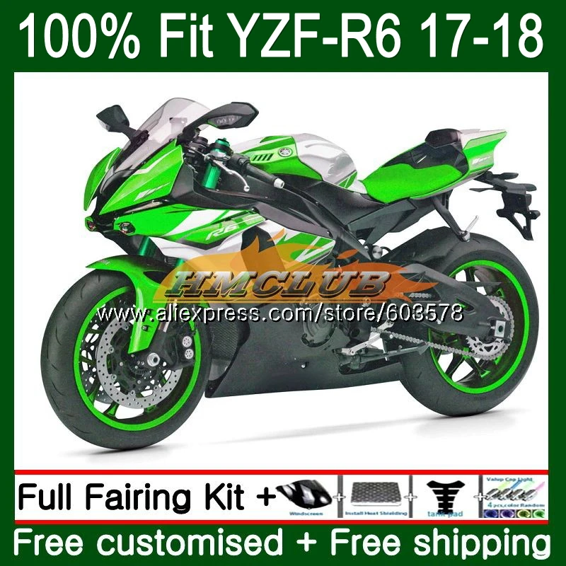 No. 1 Инъекций для YAMAHA YZF600 YZF R6 123CL. 22 Зеленый Глянец YZF 600 R 6 YZF-600 YZF-R6 YZFR6, 17, 18, 19, OEM обтекатели - Цвет: No. 1