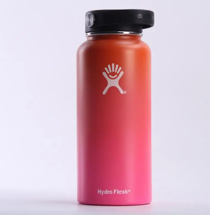 orange pink 32/40oz гидро фляга утепленная Нержавеющая сталь Широкое Горлышко бутылки воды ж/Flex Кепки - Цвет: orange pink