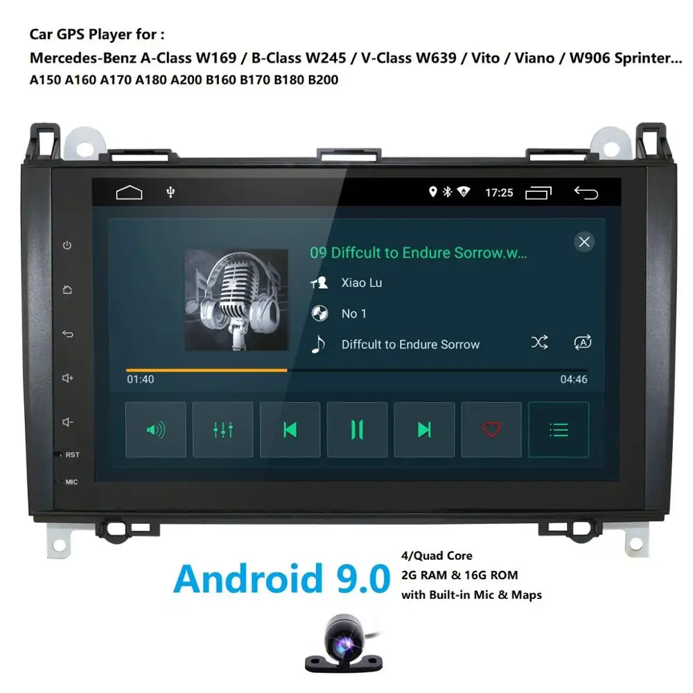 Android 9,0 2din авто радио Автомобильный мультимедийный для Mercedes Benz B200 A B класс W169 W245 Viano Vito W639 Sprinter W906 wifi gps камера