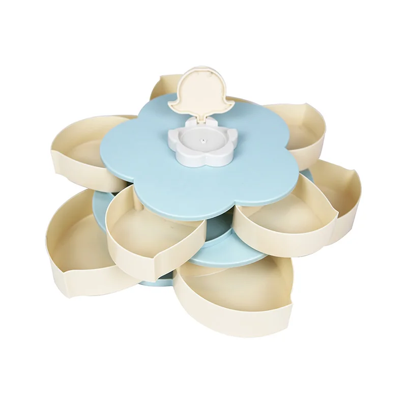 Flower Food Tray Petal-Shape Snack Candy Storage For Food Nut Rotatable Container Case Candy Holder Storage Box Organizer