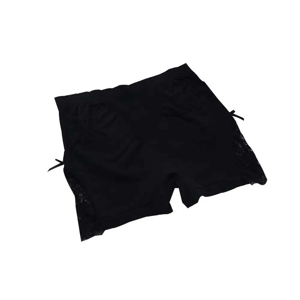 Бесшовные женские безопасные шорты летние тонкие кружевные нижнее белье брюки женские высокие эластичные безопасные шорты Большие размеры Модальные безопасные трусики горячая SF3M - Color: black